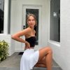Women 2 Piece Skirts 2 in 1 Flowy Basic Versatile Stretchy Flared Casual Mini Skirts