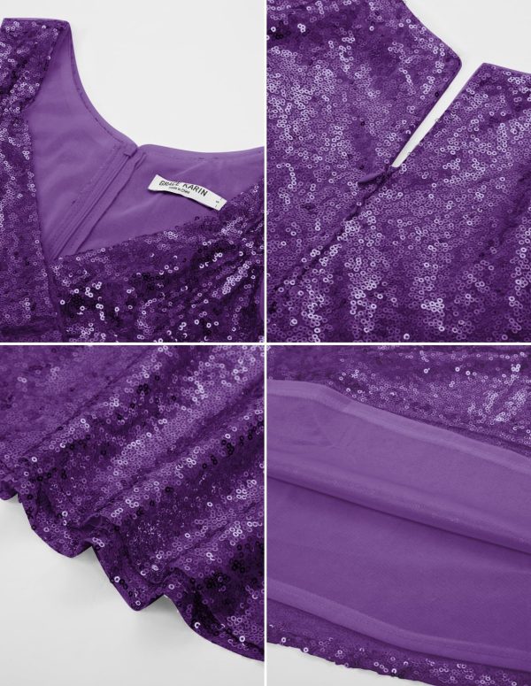 Women's Sequin Dresses Sleeveless V-Neck Sparkly Glitter Evening Party Dress