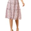 Women's Floral Skirts Summer Chiffon Smocked Elastic Waist A-Line Below Knee Length Ruffle Tiered Skirt