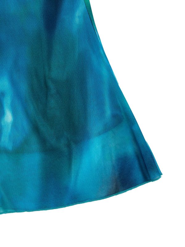 Women's Midi Skirt Mesh Tie Dye High Waisted Bodycon Fishtail Skirt