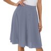 Womens Casual Pleated High Waisted A Line Midi Button Front Skirts with Pockets