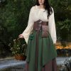 Women Medieval Renaissance Dress Costume Halloween Blouse Top Skirt Pouch Corset Belt Bottle