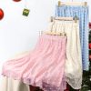 Women's Boho Swiss Dot High Elastic Waist Pleated A-Line Midi Skirt