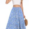 Women's Summer Midi Skirt Tiered Flowy High Waist A-Line Elastic Ruffle Casual Skirts with Pockets