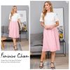 Women's Boho Swiss Dot High Elastic Waist Pleated A-Line Midi Skirt