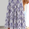 Floral Maxi Skirts for Women Summer Pleated High Waisted Casual Long Skirts with Pockets High Slit Boho Flowy Skirt