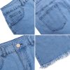 Women's Casual Short Denim Skirt Y2K Stretchy Jean Skirt Washed Frayed A-Line Denim Jean Short Skirt