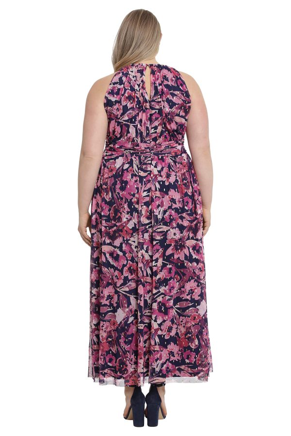 Women's Mesh Halter Maxi with Ruched Waistband Event Guest of Occasion Garden Party
