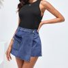 Denim Skorts for Woman Cargo Faux Wrap Jean Skort Skirts Stretchy High Waisted Skirt Shorts Country Concert Wear