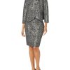 Women's Metallic Jacquard Fold Over Jacket/Skirt Suit