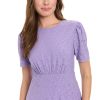 Women's Eyelet Midi A-line Puff Sleeves-Gathered Waist Empire Cut-Wedding Guest Dress