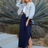 Casual High Waisted Maxi Skirts Elastic Waist Band Ankle Length Trendy Summer Long Skirt for Womens with Plus Size