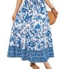 Women's Boho Skirt Elastic High Waist Pleated A-Line Flared Maxi Skirts Womens Flowy Long Skirts