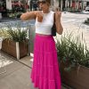 Women’s Summer Boho Maxi Skirts Smocked High Wasited Flowy Tiered Ruffle A Line Long Beach Skirt