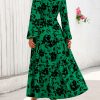 Womens Spring Long Sleeve Wrap V Neck Ruffle Floral Maxi Dress Casual Tie Waist Boho Chiffon Flowy Long Dresses