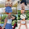 Women's Cute High Waist Ruffle Mini Skirt Layered Ruffle Hem Flared Flowy Casual Swing Beach Mini Short Skirt