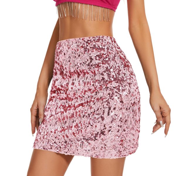 Sequin Skirt for Women Sparkly Pencil Mini Skirts Women's Glitter Skirt