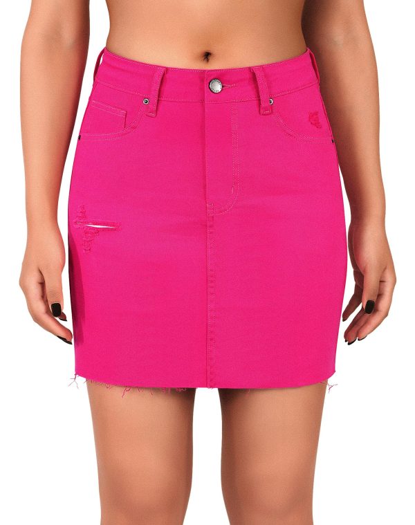 Women's High Waisted Summer Jean Mini Skirts Ripped Curvy Stretchy Denim Skirts