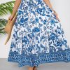 Women's Boho Skirt Elastic High Waist Pleated A-Line Flared Maxi Skirts Womens Flowy Long Skirts