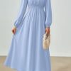 PRTTYGARDEN Womens Long Sleeve Maxi Dress 2025 Spring Trendy Elegant V Neck Flowy Wedding Guest Holiday Formal Long Dresses