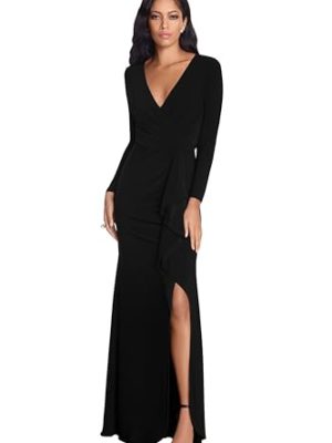 Women's Size Long Sleeve Stretchy Formal Dress (Available in Plus)
