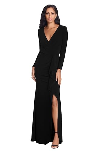 Women's Size Long Sleeve Stretchy Formal Dress (Available in Plus)