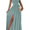 Womens 2025 Formal Dresses Wrap V-Neck Ruched Sexy Bridesmaid Wedding Guest Maxi Dresses