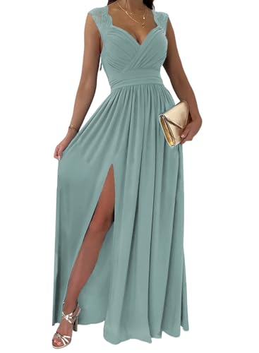 Womens 2025 Formal Dresses Wrap V-Neck Ruched Sexy Bridesmaid Wedding Guest Maxi Dresses