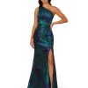 Women's One Shoulder Jacquard Gown