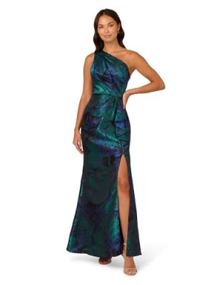 Women's One Shoulder Jacquard Gown