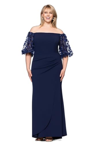 Women's Plus Size Long Illusion Sleeve Off The Shoulder Dress
