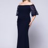 Women's Plus Size Long Illusion Sleeve Off The Shoulder Dress