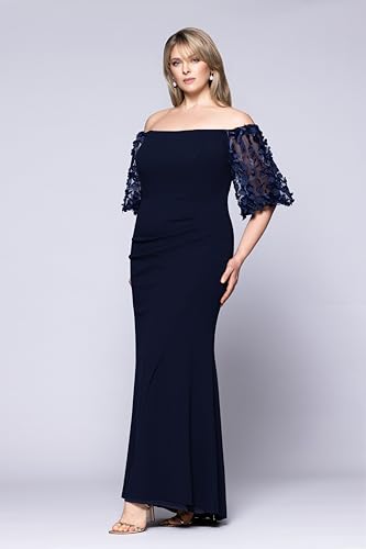 Women's Plus Size Long Illusion Sleeve Off The Shoulder Dress