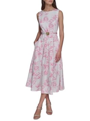 Women's Scoop Neck Sleeveless Midi Sheath Dress