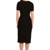 Women's Ruched Waist Crepe Sheath Dress Workwear Office Occasion Event Guest of