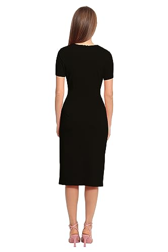 Women's Ruched Waist Crepe Sheath Dress Workwear Office Occasion Event Guest of