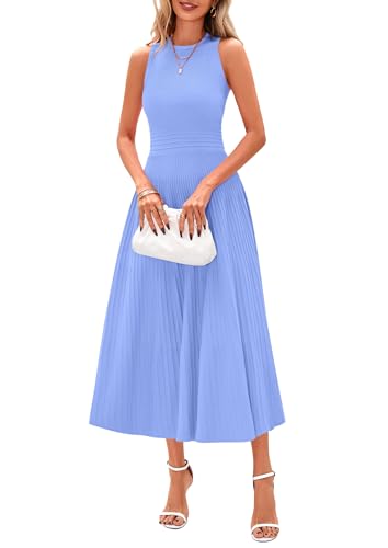 Spring Casual Dresses for Women 2025 Summer Business Work Midi Sleeveless A Line Pleated Cocktail Dress