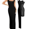 Shapewear Tank Dress Summer Maxi Dress Built-in Bra Square Neck Lace Trim Going Out Vacation Dresses for Women