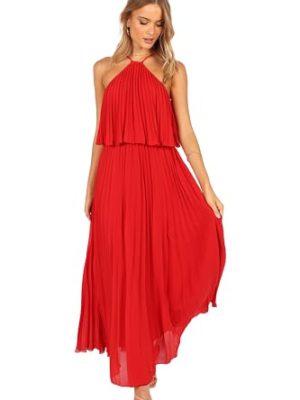 Women's Gia Pleated Halterneck Maxi Dress