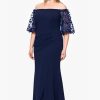 Women's Plus Size Long Illusion Sleeve Off The Shoulder Dress