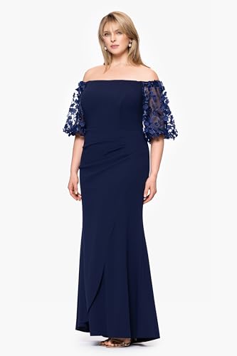 Women's Plus Size Long Illusion Sleeve Off The Shoulder Dress