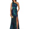 Women's One Shoulder Jacquard Gown