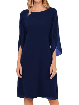 Womens Chiffon Dresses Flutter Sleeve Party Wedding Cocktail Dress Size 8-20