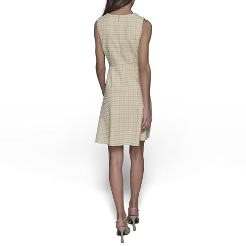 Women's Tweed Printed High Scoop Neck Aline Dress