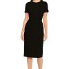 Women's Ruched Waist Crepe Sheath Dress Workwear Office Occasion Event Guest of