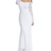 Women's Floral Lace Long Sleeve Off Shoulder Wedding Mermaid Dress