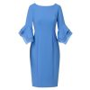 Women's Knit Crepe Tiered Sleeve Dress