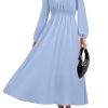 PRTTYGARDEN Womens Long Sleeve Maxi Dress 2025 Spring Trendy Elegant V Neck Flowy Wedding Guest Holiday Formal Long Dresses