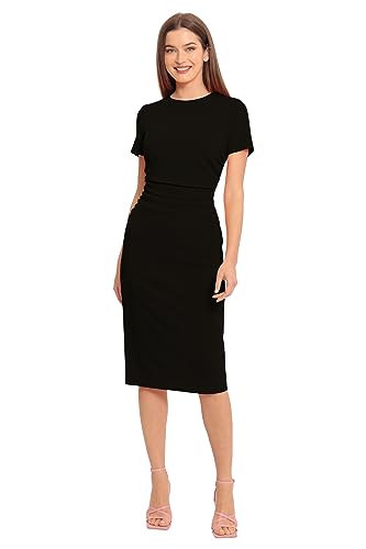 Women's Ruched Waist Crepe Sheath Dress Workwear Office Occasion Event Guest of