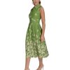 Women's Sleeveless Collared Front Button A-line Midi Dress